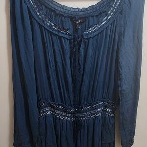 Hype Blue Boho Off Shoulder Dress Large